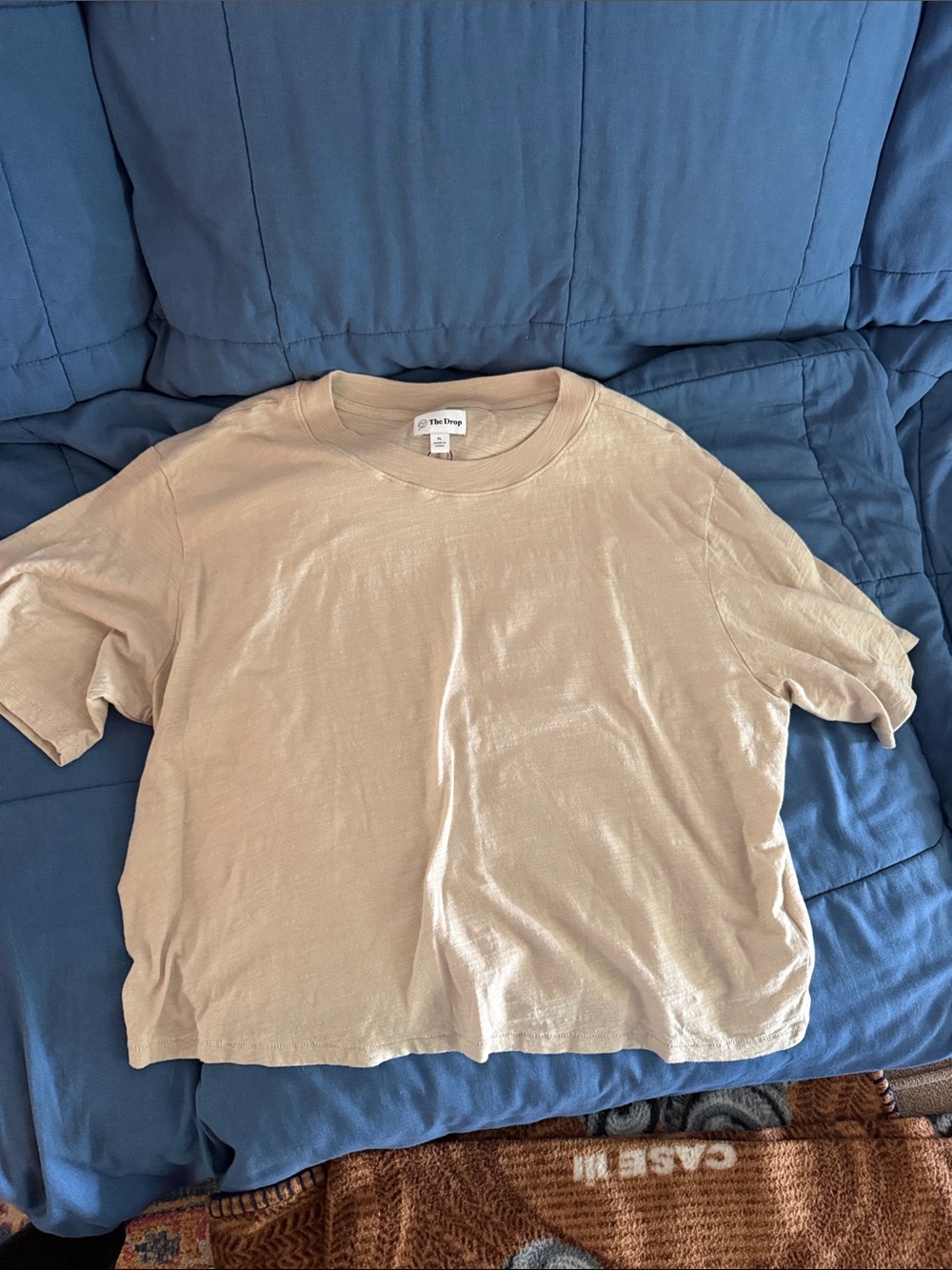 The Drop Women's Short Sleeve Crewneck Tee in Light Beige
